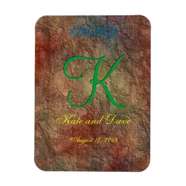 Íman Casamento de Textura Vermelha de Bronze (Vertical)