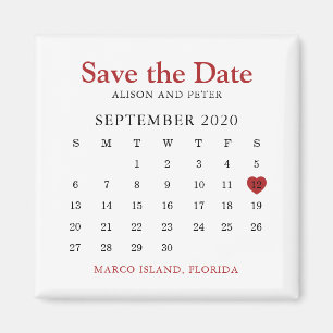 Íman Casamento do Calendário do Coração Vermelho Sal