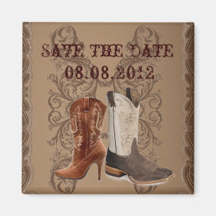 Íman Casamento do Cowboy Boots Western salve data