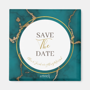 Íman Casamento do Geode Teal Green Kintsugi Salve a Dat