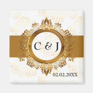 Íman casamento do monograma dourado salve ímanes de dat