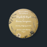 Íman Casamento Dourado, claro e simples, com Design Flo<br><div class="desc">Casamento de Design Floral Branco e Dourado,  claro e simples. Personalize este item para o seu Grande Casamento.</div>