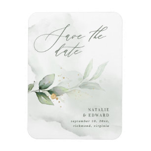 Íman Casamento dourado com folhas de ouro de aquarela
