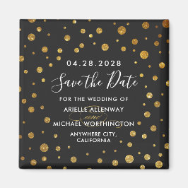 Íman Casamento Dourado de Confetti Preto Salve os Amigo