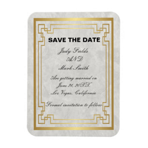 Íman Casamento Dourado De Marble Branco Geométrico Gua