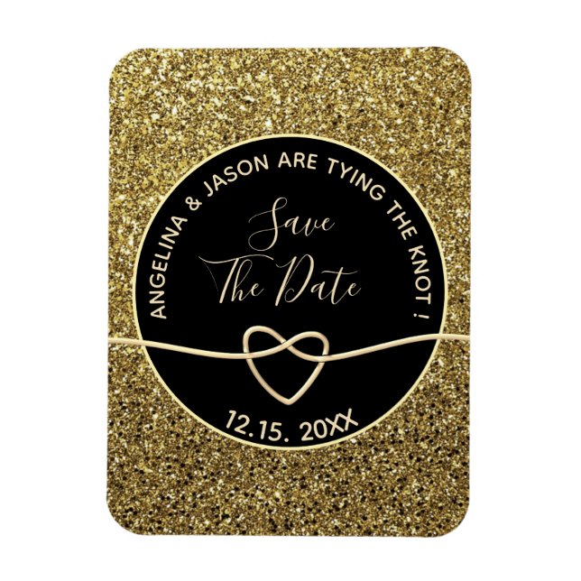 Íman Casamento Dourado e Preto Salve a Data (Vertical)