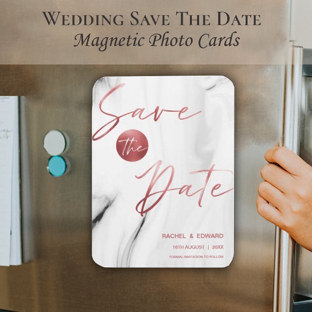 Íman Casamento Dourado Marble Faux Salva A Data (Criador carregado)