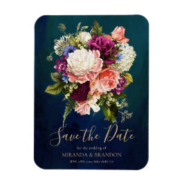 Íman Casamento Dourado Romântico Buquê Floral Emerald V