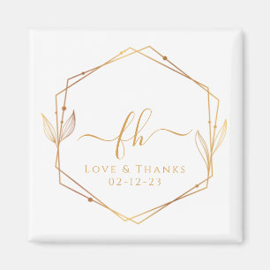 Íman Casamento Elegante de Ouro Branco com Monograma de