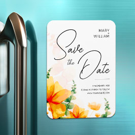 Íman casamento elegante e laranja, salvar a data