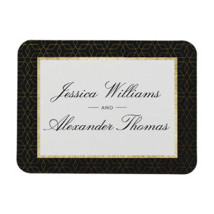 Íman Casamento Elegante em Dourado e Preto