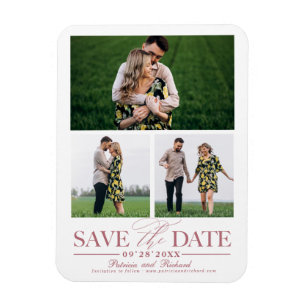Íman Casamento Elegante Salvar a Data Múltiplas Fotos