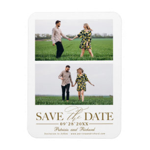Íman Casamento Elegante Save The Date 2 Colagem de Foto