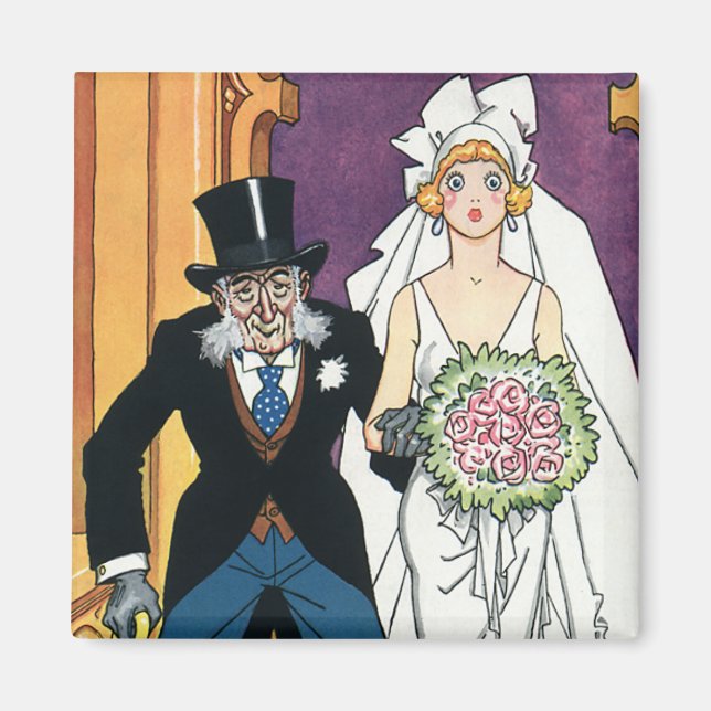 Íman Casamento engraçado do vintage, romance de maio (Frente)