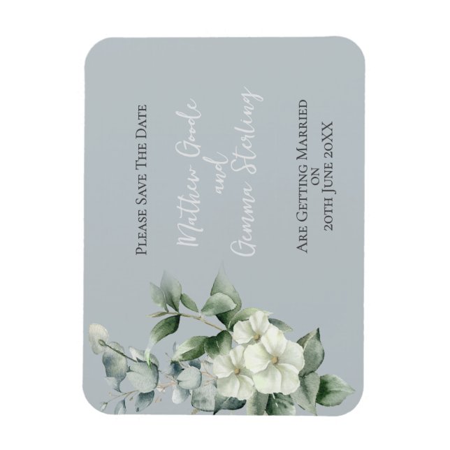 Íman ~Casamento Eucalyptus Moderno Salvar A Data (Vertical)