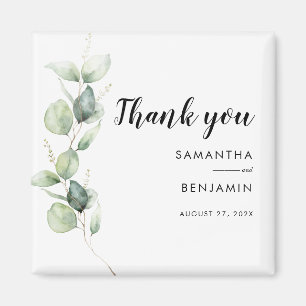 Íman Casamento Eucalyptus Watercolor Obrigado Por