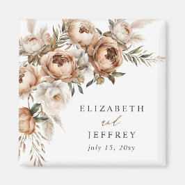 Íman Casamento Floral Boho Outono Pampas Terracota Rúst