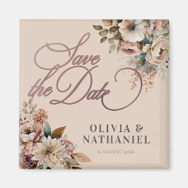 Íman Casamento Floral de Aquarela Elegante Salvar a Dat