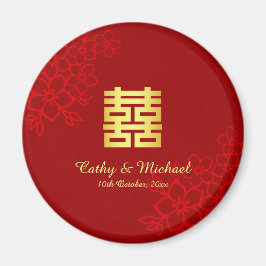 Íman Casamento floral de dupla felicidade Chinesa