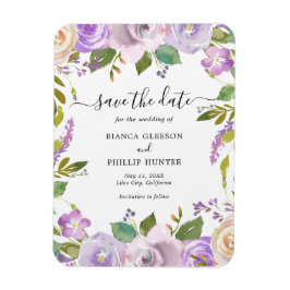 Íman Casamento Floral de Lilac Watercolor Salvar a Data