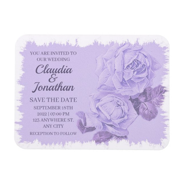 Íman Casamento floral de rosas rústicos empoeirados Ele (Horizontal)