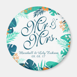 Íman Casamento Floral de Verão Personalizado | Magnet