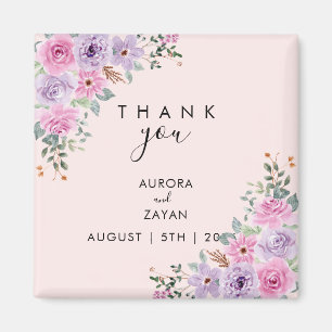 Íman Casamento Floral em Aquarela Rosa Elegante