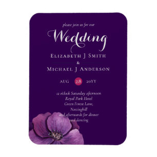 Íman Casamento Floral Laranja-Roxo Púrpura de Dusk Til