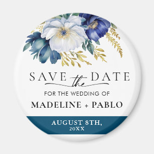 Íman Casamento Floral Personalizado Salve o ímã de Data