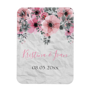 Íman Casamento Floral Romântico Elegante Antiquado