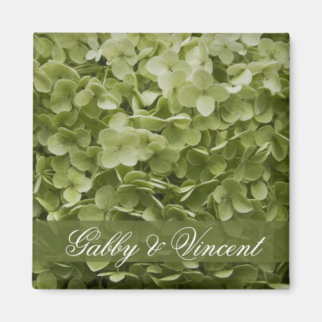 Íman Casamento Floral Verde Annabelle Hydrangea (Frente)