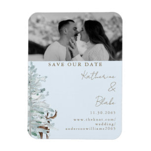 Íman Casamento Floresta de Inverno Azul Foto Salve noss