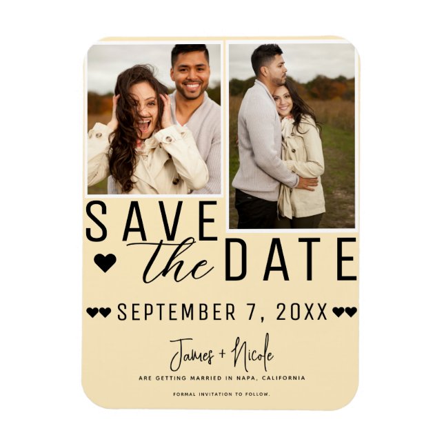 Íman Casamento Foto Save the Date 2 Custard Quente Mode (Vertical)