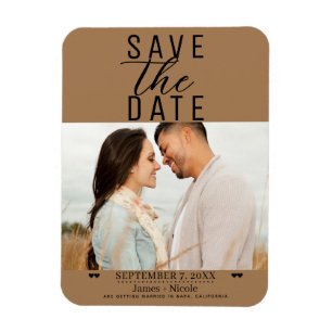 Íman Casamento Foto Save the Date Marrom Moderno