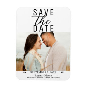 Íman Casamento Foto Save the Date Preto Branco Moderno
