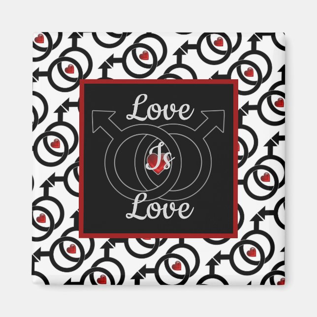 Íman Casamento gay Love Is Love Square Magnet (Frente)