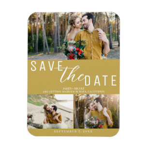Íman Casamento Gold Save the Date 3 Fotos