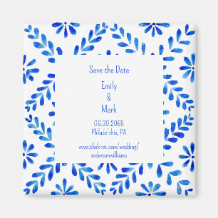 Íman Casamento Mediterrâneo Azul Save the Date