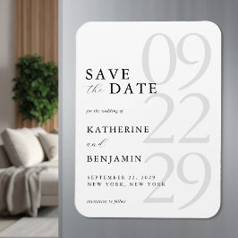Íman Casamento Minimalista Branco Moderno Salve a Data