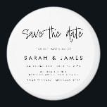 Íman Casamento minimalista moderno Salve a data<br><div class="desc">Uma simples imã salve a data moderna. Personalize este design preto e branco minimalista para ter seus detalhes pessoais e sua mensagem.</div>