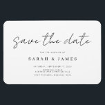 Íman Casamento Minimalista Moderno Salve o Convite de D<br><div class="desc">Uma simples imã salve a data moderna. Personalize este design preto e branco minimalista para ter seus detalhes pessoais e sua mensagem.</div>