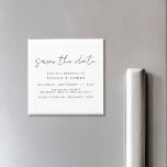 Íman Casamento Minimalista Moderno Salve o Convite de D<br><div class="desc">Uma simples imã salve a data moderna. Personalize este design preto e branco minimalista para ter seus detalhes pessoais e sua mensagem.</div>