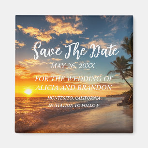 Íman Casamento Moderno Areia Tropical Praia Ímã Ondas