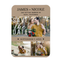 Casamento Moderno Bege Save the Date 3 Fotos