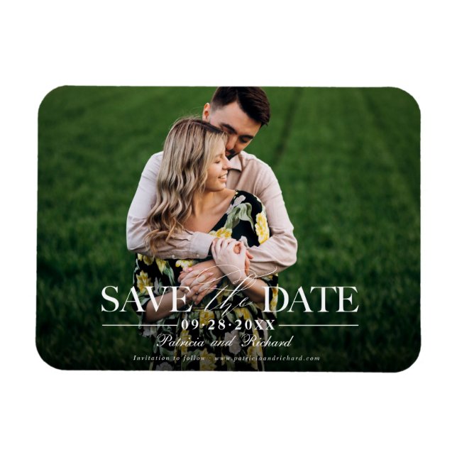 Íman Casamento Moderno e Elegante Salvar a Data Foto (Horizontal)