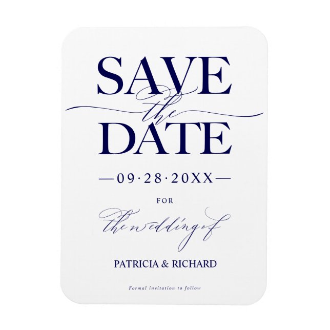 Íman Casamento Moderno e Elegante Save The Date Sem Fot (Vertical)