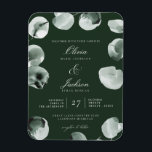 Íman Casamento Moderno Roteirizado Eucalipto Verde Aten<br><div class="desc">Convite de Casamento Moderno Roteirizado com Eucalipto e Folhagem Refined Muted Aquarela - Escuro</div>