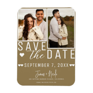 Íman Casamento Moderno Rústico Marrom Save the Date 2 F