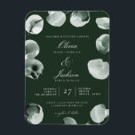 Íman Casamento Moderno Verde Eucalyptus Escriturado<br><div class="desc">Verde e Eucalyptus - Chamada Moderna para Casamento Convocação Refinada de Água Mudada - Escuro</div>