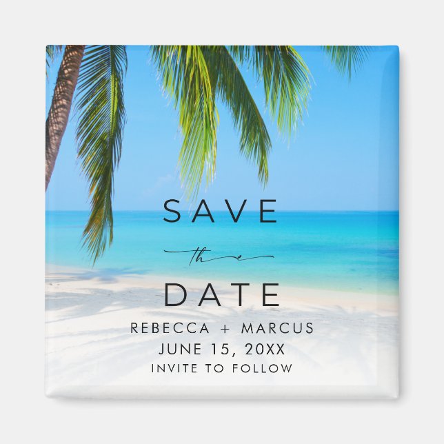 Íman Casamento na Praia Tropical - Salve a Data (Frente)